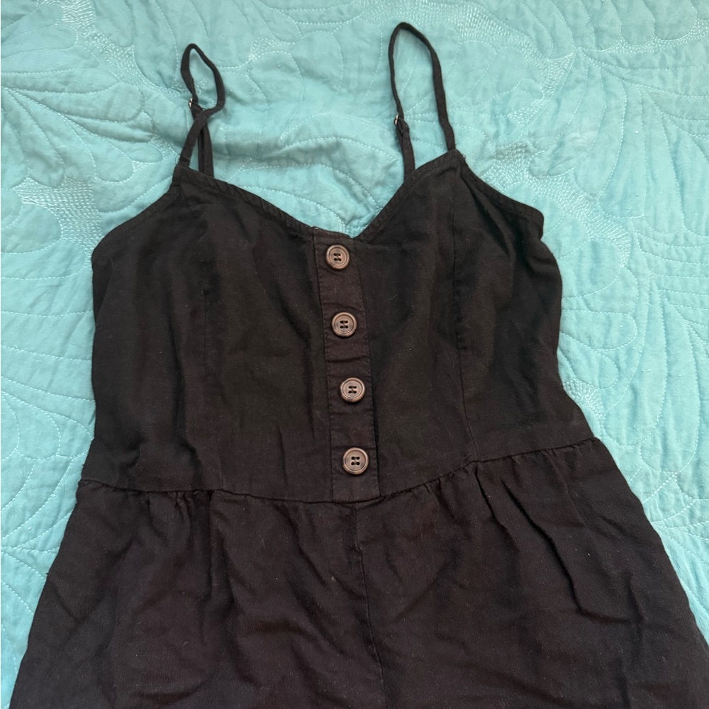 Black Button-Front Romper